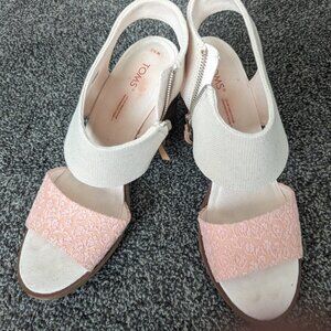 Toms Dress Heel Sandals - Pink and Lace